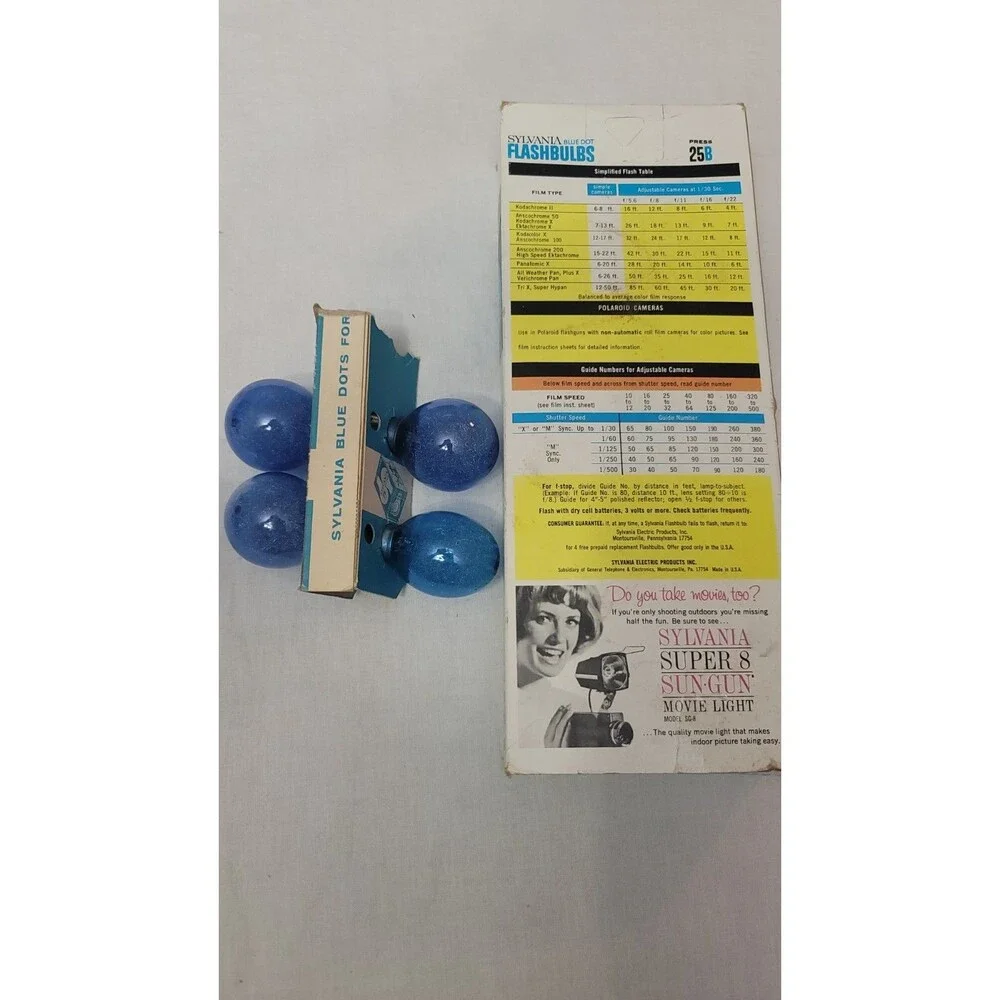 Lot of 3 NOS Box of 12 Sylvania Blue Dot Press 25B Blue Flashbulbs - Boxes Dmg